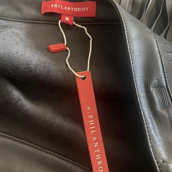 N:Philanthropy Women Black Faux Leather Fringe Skirt M new with tags - Picture 6 of 6